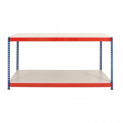 Heavy Duty Rivet Workbench with Melamine Top and Full Storage Shelf